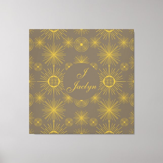 Boho Celestial Sun Stars Personalised Grey  Canvas Print (Front)