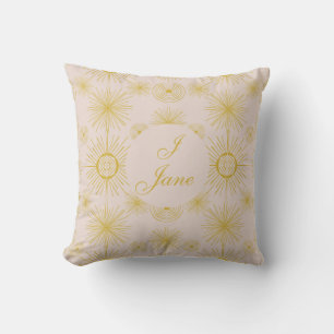 Boho Celestial Sun Stars Personalised Ivory Cushion