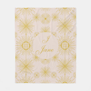 Boho Celestial Sun Stars Personalised Ivory  Fleece Blanket