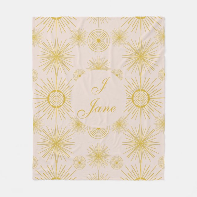 Boho Celestial Sun Stars Personalised Ivory  Fleece Blanket (Front)