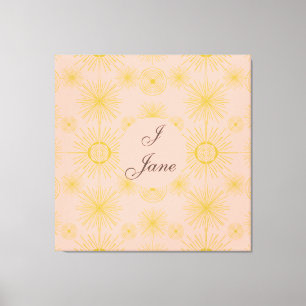 Boho Celestial Sun Stars Personalised Pink  Canvas Print