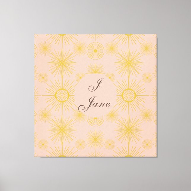 Boho Celestial Sun Stars Personalised Pink  Canvas Print (Front)