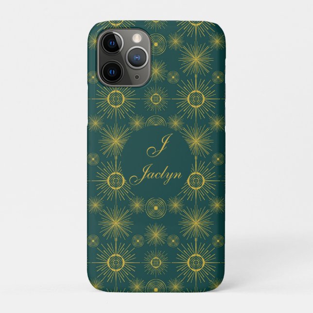 Boho Celestial Sun Stars Personalised Teal   Case-Mate iPhone Case (Back)
