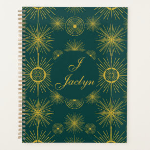 Boho Celestial Sun Stars Personalised Teal Planner