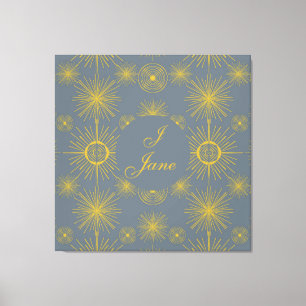 Boho Celestial Sun Stars Personalised Vintage Canvas Print