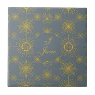 Boho Celestial Sun Stars Personalised Vintage Tile
