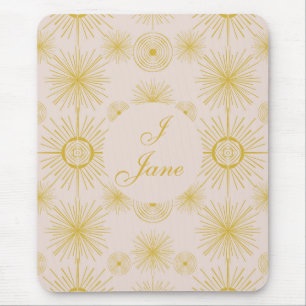 Boho Celestial Sun Stars Personalized Ivory Mouse Pad