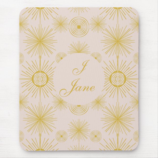 Boho Celestial Sun Stars Personalized Ivory   Mouse Pad (Front)