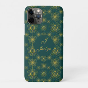 Boho Celestial Sun Stars Personalized Teal   Case-Mate iPhone Case