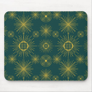 Boho Celestial Sun Stars Teal Green Mouse Pad