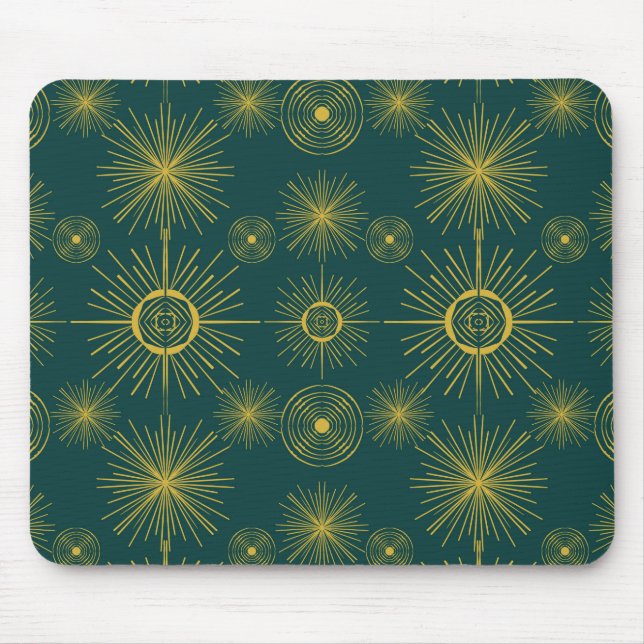 Boho Celestial Sun Stars Teal Green Mouse Pad (Front)