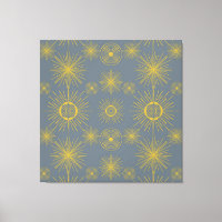 Boho Celestial Sun Stars Vintage Pattern
