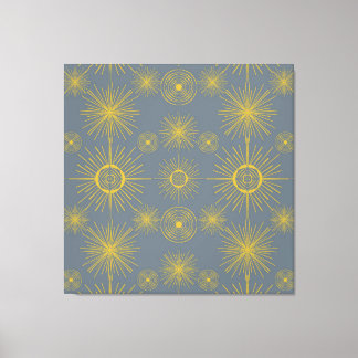 Boho Celestial Sun Stars Vintage Pattern Canvas Print