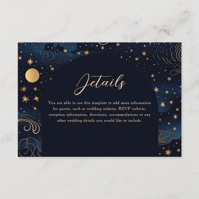 Boho Celestial Wedding Details Card (Front)