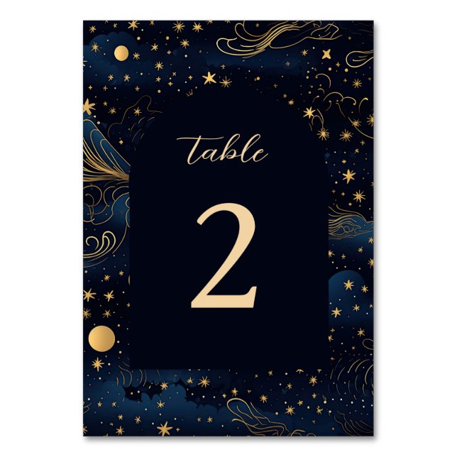 Boho Celestial Wedding Table Number (Front)