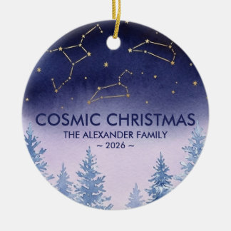 Boho Celestial Winter Solstice Watercolor Ceramic Tree Decoration