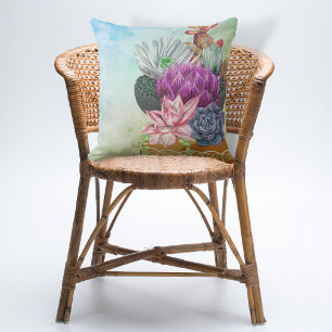 Boho Ceramic Pot Succulents Cushion