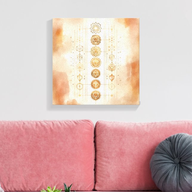 Boho Chakra Energy Flow in Earth Tones Canvas Print (Insitu(LivingRoom))