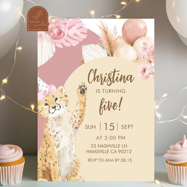 Boho Cheetah Savanna Birthday Invitation (Creator Uploaded)