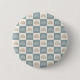 Boho Chequered Rainbow Minimalist Pattern 6 Cm Round Badge