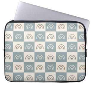 Boho Chequered Rainbow Minimalist Pattern Laptop Sleeve