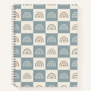 Boho Chequered Rainbow Minimalist Pattern Notebook