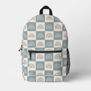 Boho Chequered Rainbow Minimalist Pattern Printed Backpack