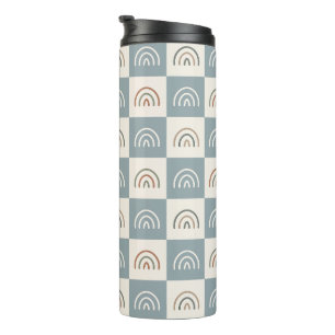 Boho Chequered Rainbow Minimalist Pattern Thermal Tumbler