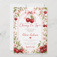 Boho Cherry on Top Baby Shower Pink Bow Gingham