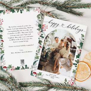 Boho Chic Arch Photo with Message Holiday Card