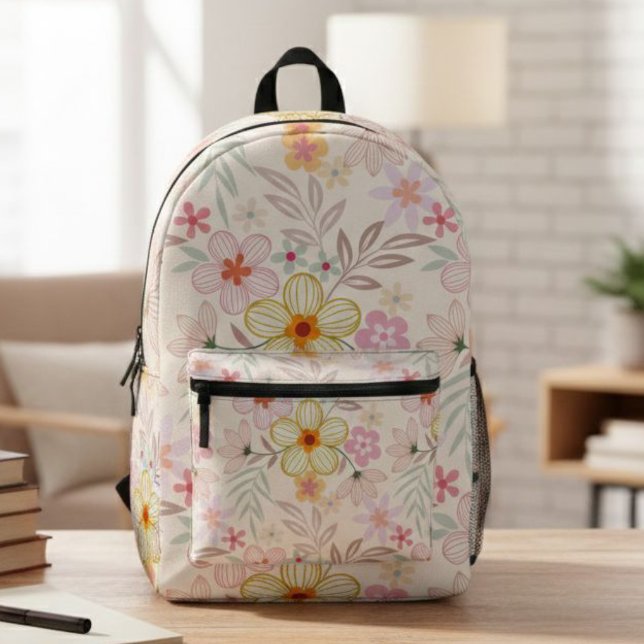 Boho chic backpack, Floral print backpack (Creator Uploaded)
