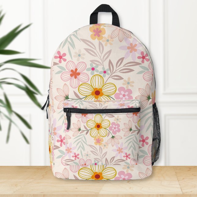 Boho chic backpack, Floral print backpack (Creator Uploaded)