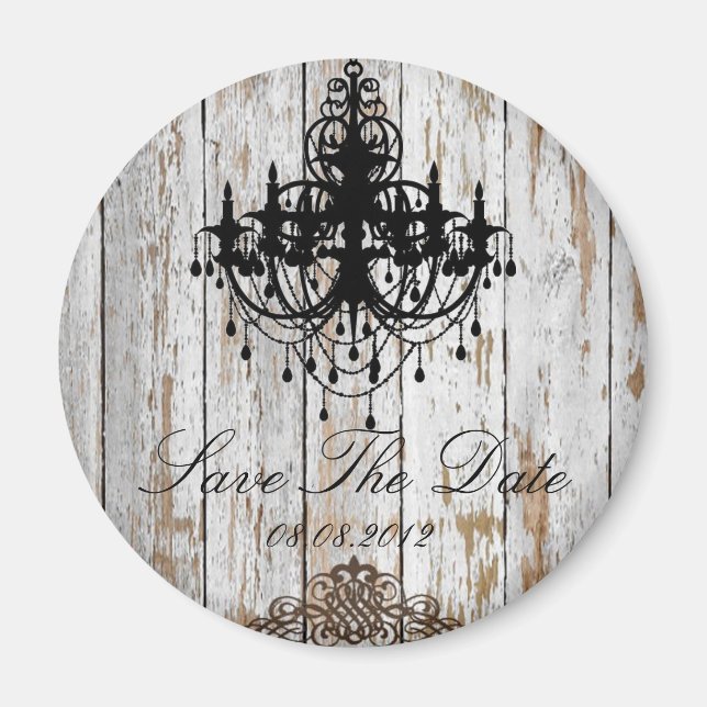 boho chic barn wood rustic country wedding magnet (Front)