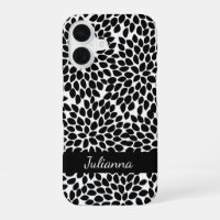 Boho Chic Black and White Abstract Floral Pattern