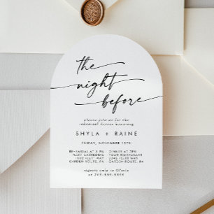Boho Chic Black and White Arch Rehearsal Dinner Invitation