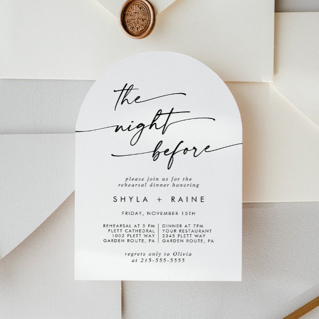 Boho Chic Black and White Arch Rehearsal Dinner Invitation (Creator Uploaded)