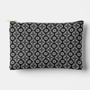 Boho Chic Black and White Floral Pattern Accessory Pouch