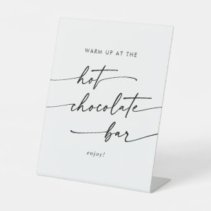 Boho Chic Black and White Hot Chocolate Bar Pedestal Sign