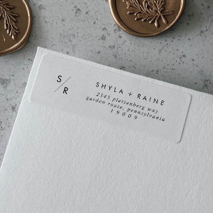 Boho Chic Black and White Monogram Address Labels