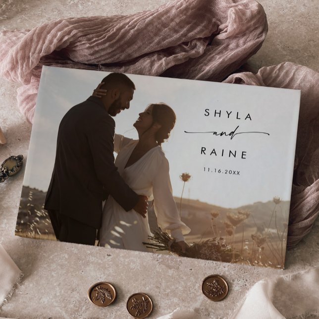 Boho Chic Black and White Photo Wedding Guest Book (Creator Uploaded)