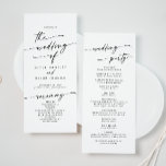 Boho Chic Black and White Tea Length Wedding Programme<br><div class="desc">This boho chic black and white tea length wedding program is perfect for a minimalist wedding ceremony. The black and white modern bohemian design features simple rustic calligraphy with a unique yet classic style. Perfect for any season: spring, summer, fall autumn or winter. Personalise your wedding program with you names,...</div>