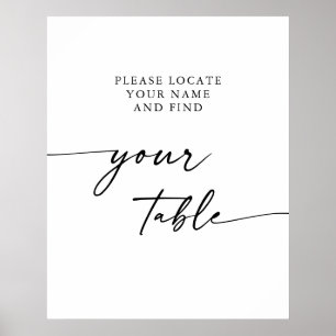 Boho Chic Black and White Wedding Find Your Table Poster