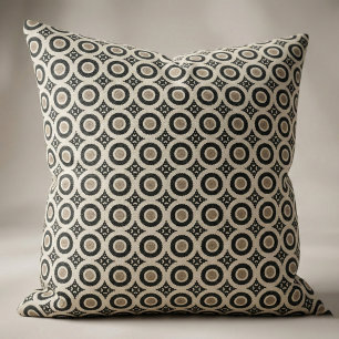 Boho Chic Black & Beige Geometric Pattern Fabric