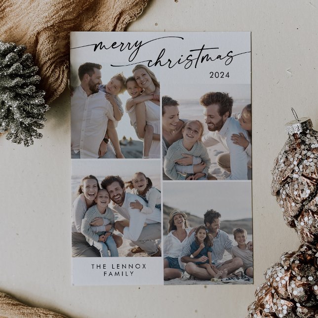 Boho Chic Black White Xmas Photo Unique Christmas Holiday Card (Creator Uploaded)