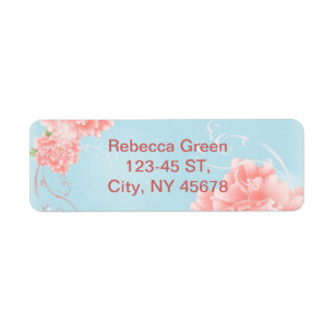 boho chic blue watercolor floral pink flowers