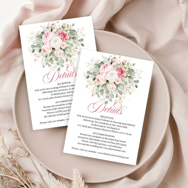 Boho Chic Blush Floral Wedding Details Card (Boho Chic Blush Floral Wedding Details Card)