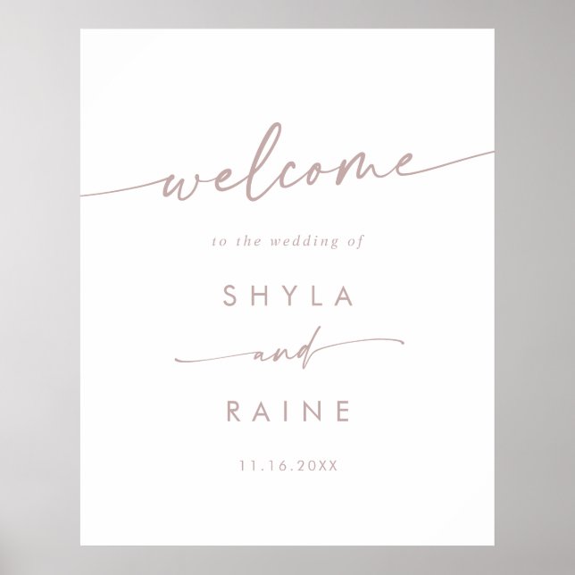 Boho Chic Blush Pink DIY Wedding Welcome Sign (Front)
