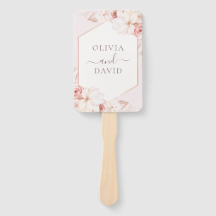 Boho Chic Blush Pink Floral Wedding Program Hand Fan