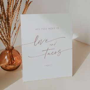 Boho Chic Blush Pink Love Taco Bar Wedding Pedestal Sign