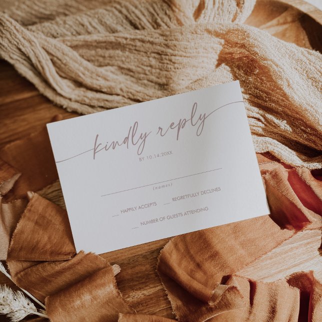 Boho Chic Blush Pink Simple Wedding RSVP Card (Creator Uploaded)